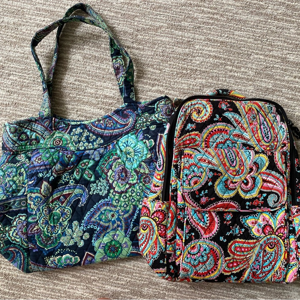 AMAZING DEAL Vera Bradley Floral Patterned Tote and Backpack Set of Two